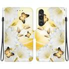 For Sony Xperia 1 V 2023 Crystal Texture Colored Drawing Leather Phone Case(Gold Butterfly Epiphyllum) - 1