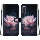 For Sony Xperia 10 V 2023 Crystal Texture Colored Drawing Leather Phone Case(Purple Peony) - 1