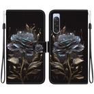 For Sony Xperia 10 V 2023 Crystal Texture Colored Drawing Leather Phone Case(Black Rose) - 1