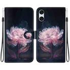 For Sony Xperia 10 VI Crystal Texture Colored Drawing Leather Phone Case(Purple Peony) - 1