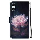 For Sony Xperia 10 VI Crystal Texture Colored Drawing Leather Phone Case(Purple Peony) - 3