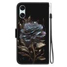 For Sony Xperia 10 VI Crystal Texture Colored Drawing Leather Phone Case(Black Rose) - 3