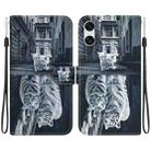 For Sony Xperia 10 VI Crystal Texture Colored Drawing Leather Phone Case(Cat Tiger Reflection) - 1