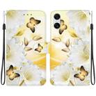 For Sony Xperia 10 VI Crystal Texture Colored Drawing Leather Phone Case(Gold Butterfly Epiphyllum) - 1