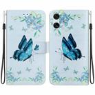 For Sony Xperia 10 VI Crystal Texture Colored Drawing Leather Phone Case(Blue Pansies) - 1