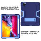 For iPad Pro 12.9 2021 / 2020 / 2019 Contrast Color Silicone + PC Protective Tablet Case with Holder(Navy Blue + Blue) - 4