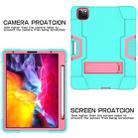 For iPad Pro 12.9 2021 / 2020 / 2019 Contrast Color Silicone + PC Protective Tablet Case with Holder(Mint Green + Rose Red) - 4