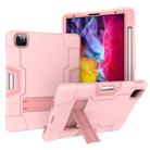 For iPad Pro 12.9 2021 / 2020 / 2019 Contrast Color Silicone + PC Protective Tablet Case with Holder(Rose Gold) - 1