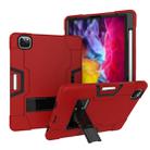 For iPad Pro 12.9 2021 / 2020 / 2019 Contrast Color Silicone + PC Protective Tablet Case with Holder(Red + Black) - 1