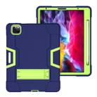 For iPad Pro 12.9 2021 / 2020 / 2019 Contrast Color Silicone + PC Protective Tablet Case with Holder(Navy Blue + Green) - 2