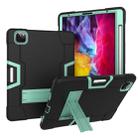 For iPad Pro 12.9 2021 / 2020 / 2019 Contrast Color Silicone + PC Protective Tablet Case with Holder(Black + Mint Green) - 1