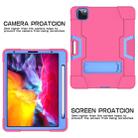 For iPad Pro 12.9 2021 / 2020 / 2019 Contrast Color Silicone + PC Protective Tablet Case with Holder(Rose Red + Blue) - 4