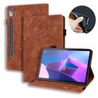 For Lenovo Tab P12 12.7 Calf Texture Embossed Leather Tablet Case(Brown) - 1