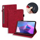 For Lenovo Tab P12 12.7 Calf Texture Embossed Leather Tablet Case(Red) - 1