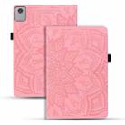 For Lenovo Tab M11 / Xiaoxin Pad 11 2024 Calf Texture Embossed Leather Tablet Case(Pink) - 1