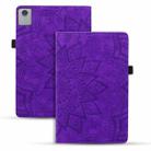 For Lenovo Tab M11 / Xiaoxin Pad 11 2024 Calf Texture Embossed Leather Tablet Case(Purple) - 1