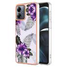 For Motorola Moto G14 Electroplating IMD TPU Phone Case(Purple Flower) - 1