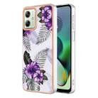 For Motorola Moto G54 Electroplating IMD TPU Phone Case(Purple Flower) - 1