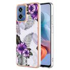 For Motorola Moto G34 Electroplating IMD TPU Phone Case(Purple Flower) - 1