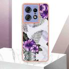 For Motorola Edge 50 Pro Electroplating IMD TPU Phone Case(Purple Flower) - 2