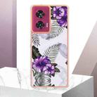 For Motorola Edge 50 Fusion Electroplating IMD TPU Phone Case(Purple Flower) - 2