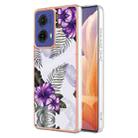 For Motorola Moto G85 Electroplating IMD TPU Phone Case(Purple Flower) - 1