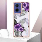 For Motorola Moto G85 Electroplating IMD TPU Phone Case(Purple Flower) - 2