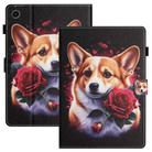 For Samsung Galaxy Tab A9 Coloured Drawing Stitching Smart PU Tablet Case with Sleep / Wake-up Function(Corgi) - 1