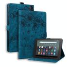 For Amazon Fire HD8 2020 / 2022 Cartoon Sakura Cat Embossed Leather Tablet Case(Blue) - 1