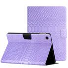 For Samsung Galaxy Tab A9+ Solid Color Crocodile Texture Smart PU Tablet Case with Sleep / Wake-up Function(Purple) - 1