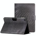 For Samsung Galaxy Tab A9 Solid Color Crocodile Texture Smart PU Tablet Case with Sleep / Wake-up Function(Black) - 1