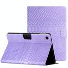 For Samsung Galaxy Tab A9 Solid Color Crocodile Texture Smart PU Tablet Case with Sleep / Wake-up Function(Purple) - 1