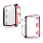 For Apple Watch Series 3 & 2 & 1  42mm Electroplated PC Case + Tempered Film Integrated Protective Cover(Pink) - 1