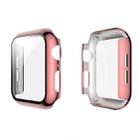 For Apple Watch Series 5 & 4 44mm Electroplated PC Case + Tempered Film Integrated Protective Cover(Pink) - 1