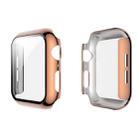 For Apple Watch Series 5 & 4 44mm Electroplated PC Case + Tempered Film Integrated Protective Cover(Rose Gold) - 1