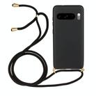 For Google Pixel 8 Pro Wheat Straw Material + TPU Protective Case with Lanyard(Black) - 1