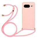 For Google Pixel 8 Wheat Straw Material + TPU Protective Case with Lanyard(Pink) - 1