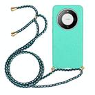 For Huawei Mate 60 Pro Wheat Straw Material + TPU Protective Case with Lanyard(Green) - 1