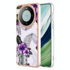 For Huawei Mate 60 Pro Electroplating IMD TPU Phone Case(Purple Flower) - 1