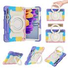 For Samsung Galaxy Tab S9 Armor Portable Rotating Ring Holder Silicone Tablet Case(Colorful Pink) - 1