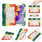 For Samsung Galaxy Tab S9 Armor Portable Rotating Ring Holder Silicone Tablet Case(Colorful Red) - 1