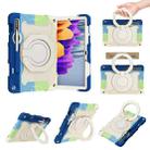 For Samsung Galaxy Tab S9 Armor Portable Rotating Ring Holder Silicone Tablet Case(Colorful Blue) - 1