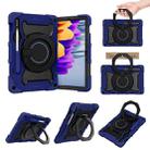 For Samsung Galaxy Tab S9 Armor Portable Rotating Ring Holder Silicone Tablet Case(Navy Blue) - 1