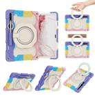For Samsung Galaxy Tab S9+ Armor Portable Rotating Ring Holder Silicone Tablet Case(Colorful Pink) - 1