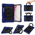 For Samsung Galaxy Tab S9+ Armor Portable Rotating Ring Holder Silicone Tablet Case(Navy Blue) - 1