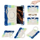 For Samsung Galaxy Tab S9 Ultra Armor Portable Rotating Ring Holder Silicone Tablet Case(Colorful Blue) - 1