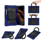 For Samsung Galaxy Tab S9 Ultra Armor Portable Rotating Ring Holder Silicone Tablet Case(Navy Blue) - 1