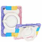 For Samsung Galaxy Tab A9+ Armor Portable Rotating Ring Holder Silicone Tablet Case(Colorful Pink) - 1