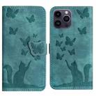 For iPhone 12 Pro Max Butterfly Cat Embossing Flip Leather Phone Case(Wathet) - 1