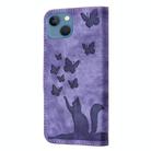 For iPhone 13 mini Butterfly Cat Embossing Flip Leather Phone Case(Purple) - 3